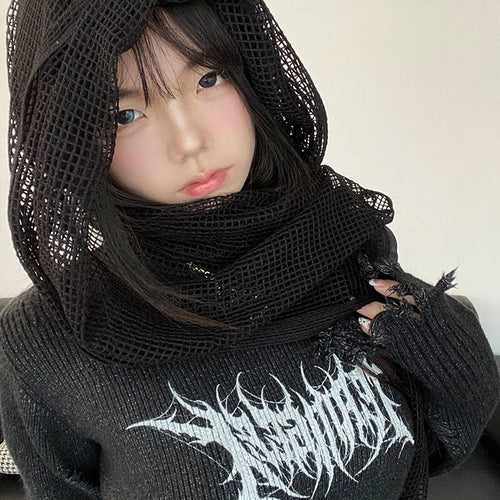 Load image into Gallery viewer, Harajuku Vintage Grunge Printing Sweaters Women Y2k Aesthetic Turtleneck Hole Jumpers 2025 Streetwear Casual Gothic Pullovers
