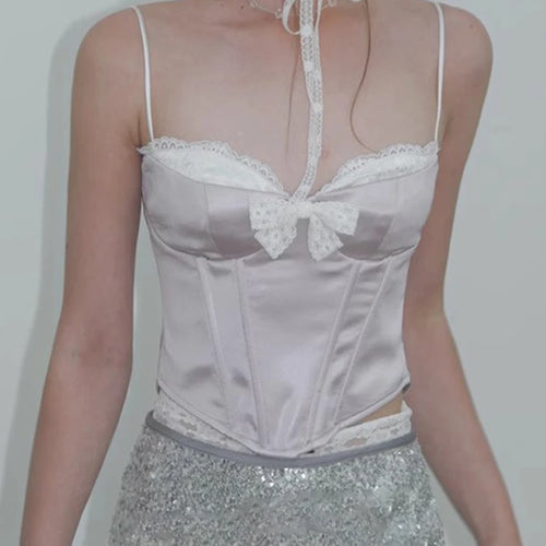 Load image into Gallery viewer, Hit Color Slimming Spliced Lace Vests For Women Strapless Sleeveless Tunic Temperament Vests Female Fashion Style
