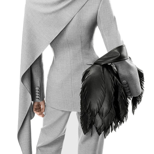 Load image into Gallery viewer, Slimming Spliced Ribbon Temperament Blazers for Women Lapel Long Sleeves Patchwork Folds Blazer Female Clothing New
