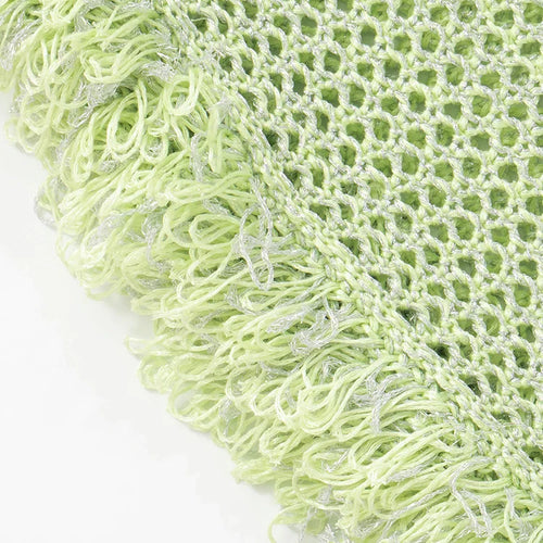 Load image into Gallery viewer, Spaghetti Strap Tassel Knit Mini Dress Women Summer New Hollow Out See Through Backless Beach Holiday Club Dress
