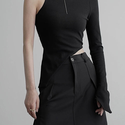 Load image into Gallery viewer, Black Irregular 3 Ways Wear Knitting Sweater O-neck Long Sleeve Women Pullovers New Fashion Spring Autumn 2025 1DH9225
