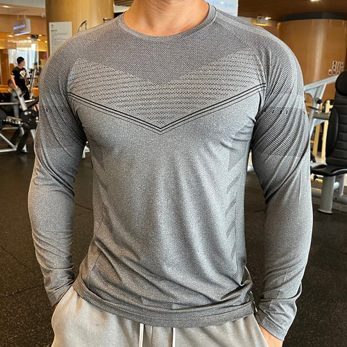 Load image into Gallery viewer, High Quality Running Sport Shirt Men Fitness Compression Long Sleeve Upper Clothing Crew Neck Swearshirt Male Rash Guard Wicking
