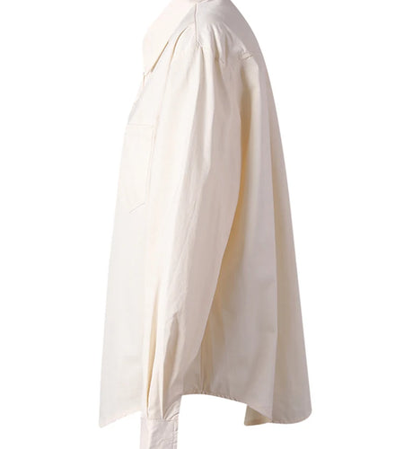 Women Beige Three-dimensional Flower Big Size Blouse New Lapel Long Sleeve Shirt Fashion Tide Spring Autumn 2025 CPG2865