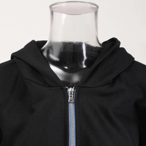 Load image into Gallery viewer, Black Denim Jacket Wide Leg Pants Two Piece Suit New Hooded Long Sleeve Women Fashion Tide Spring Autumn 2025 CPDB013
