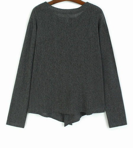 Gray Thin Irregular Big Size Knitting Cardigan Sweater O-Neck Long Sleeve Women New Fashion Spring Autumn 2025 1DH9315