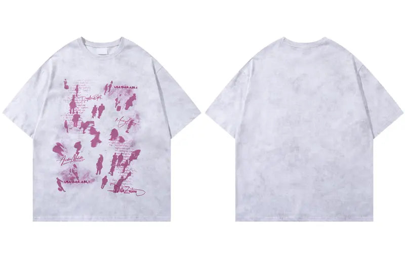 Vintage T-Shirt Y2K Grunge Shadow Graphic Printed Tshirt Streetwear Men Hip Hop Harajuku Punk Gothic Baggy Summer Casual Top Tee