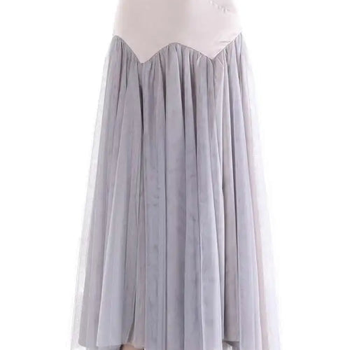 Load image into Gallery viewer, High Waist Gray Mesh Color-block Spliced Elegant A-line Half-body Skirt Women Fashion Tide New Spring Autumn 2025 1DH9838
