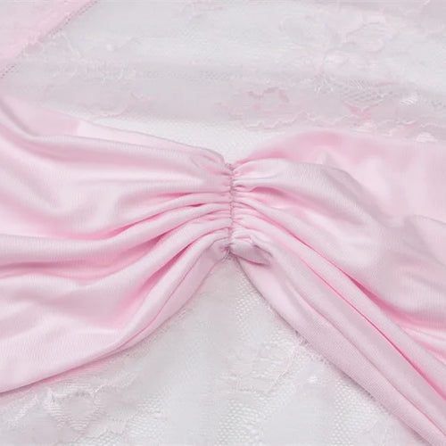 Load image into Gallery viewer, Lace See Through Ruched Sexy Mini Dress Women Elegant Patchwork Long Sleeve Strapless Backless Club Party Dress Female
