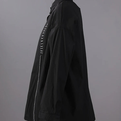 Load image into Gallery viewer, Women Black Topstitched Irregular Big Size Blouse New Lapel Long Sleeve Shirt Fashion Tide Spring Autumn 2025 30A2056
