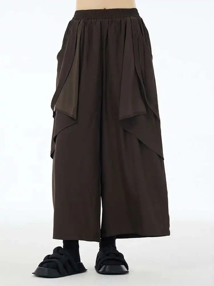 High Elastic Waist Black Irregular Pleated Long Wide Leg Pants New Trousers Women Fashion Tide Spring Autumn 2025 1DH6134