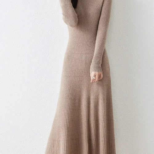 Load image into Gallery viewer, Winter/ Autumn Oneck Female Dresses 100% Wool Knitted Dress For Women 2024 New Arrival  Long Style 6Colors Jumpers
