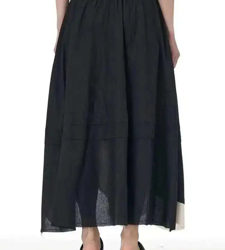 High Elastic Waist Apricot Color-block Irregular Hem A-line Skirt Women Fashion Tide New Spring Autumn 2025 1DH9961