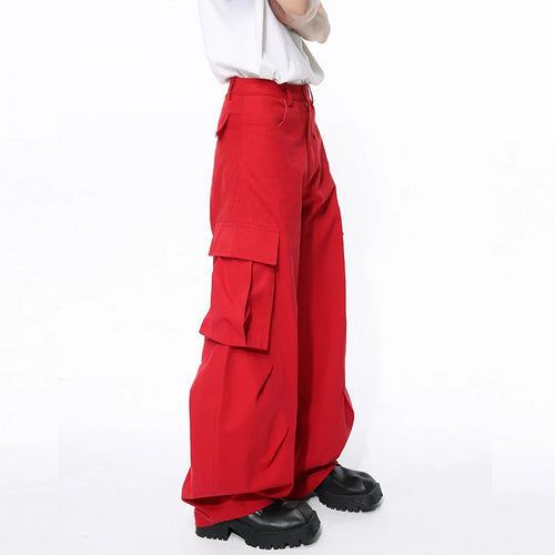 Load image into Gallery viewer, Men&#39;s Wear New Stylish Overalls High Street Oversize Wide Leg Workwear Pants Solid Color Fashion Pocket Trouser 9C5103
