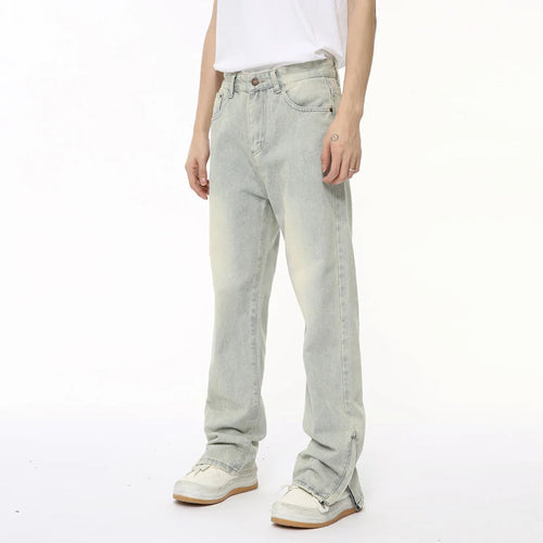 Load image into Gallery viewer, High Street Male Jeans Loose Split Zipper Worn-out Men&#39;s Denim Pants Straight Wide Leg Menwear New Trend Summer 9C6401
