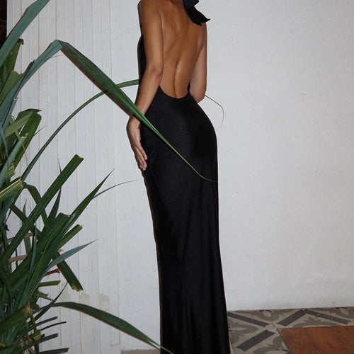 Load image into Gallery viewer, Halter Deep V Neck Backless Sexy Maxi Dress For Women Fashion Solid Sleeveless Bodycon Club Party Evening Long Dress
