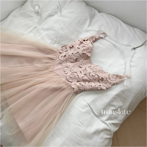 Load image into Gallery viewer, Summer French Vintage Khaki Patchwork Mesh Elegant Slim Party Mini Dress Women White High Waist Sleeveless Slip Short Dress Chic
