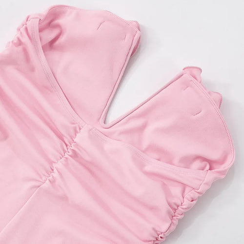 Load image into Gallery viewer, Rose Strapless Sexy Maxi Dress Women Pink Gown Off-shoulder V Neck Backless Sleeveless Bodycon Beach Club Long Dress
