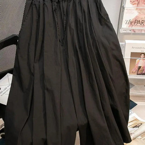Load image into Gallery viewer, Black Leisure Comfortable Shorts For Women Summer New Green Elastic High Waist Lace Up Loose Blue Wide Leg Seven Point Pants New

