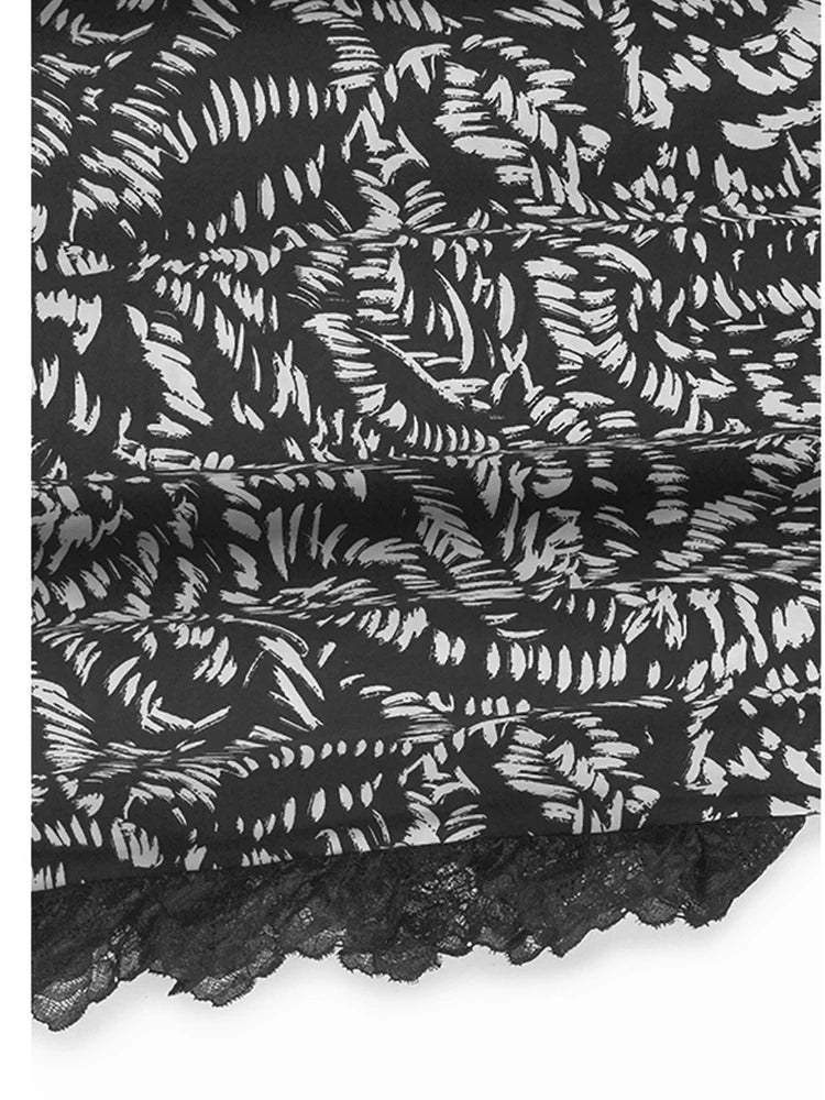 Women Gray Lace Color-block Big Size Midi Dress New Round Neck Short Sleeve Fashion Tide Spring Summer 2025 1DJ0921