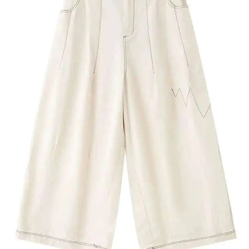 Load image into Gallery viewer, High Elastic Waist Beige Topstitched Long Wide Leg  Pants New Trousers Women Fashion Tide Spring Autumn 2025  1DH4948
