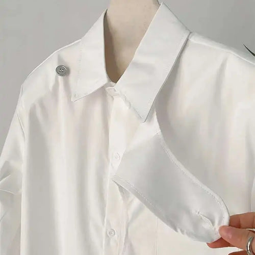 Load image into Gallery viewer, Women White Irregular Big Size Blouse New Lapel Long Sleeve Loose Fit Shirt Fashion Tide Spring Autumn 2025 1DF7024
