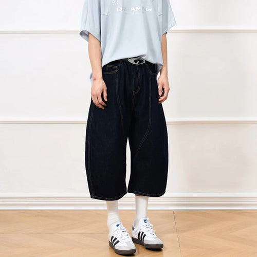 Load image into Gallery viewer, Men&#39;s Denim Shorts New  American Style Washed Curved Knife Trendy Line Design Male Solid Color Fashion Clothing 9W1909
