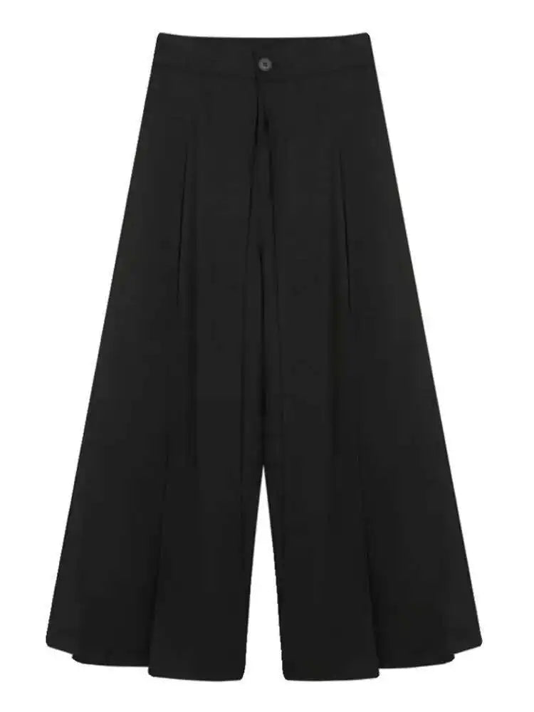 High Waist Ribbons Black Pleated Long Casual Wide Leg Pants New Trousers Women Fashion Tide Spring Autumn 2025 1DH4237