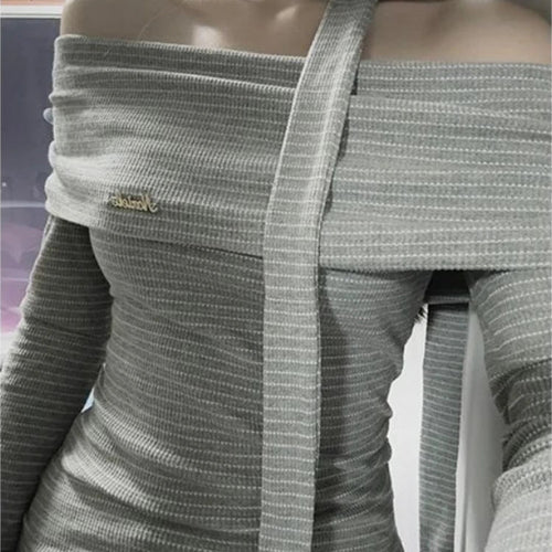 Load image into Gallery viewer, Woman Tshirts 2024 Ropa Mujer Solid Color Tunic Tees Fashion Sexy Korean Camisetas Y2k Tops Off Shoulder Solid Color T Shirt
