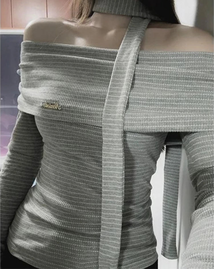Woman Tshirts 2024 Ropa Mujer Solid Color Tunic Tees Fashion Sexy Korean Camisetas Y2k Tops Off Shoulder Solid Color T Shirt