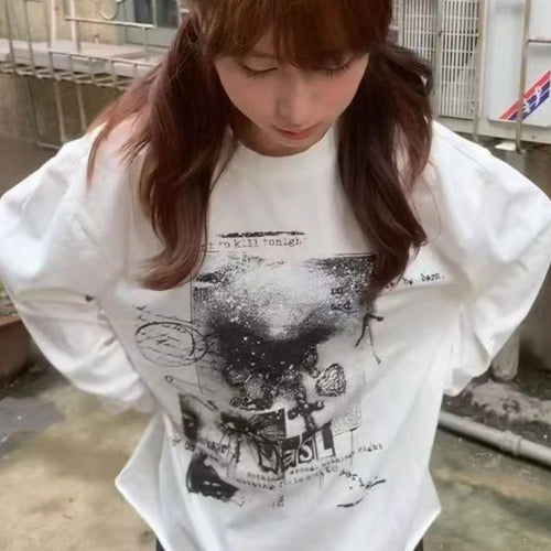 Load image into Gallery viewer, 2025 Spring White Letter Printing All Match T-shirts Harajuku Casual Loose Vintage Tops Men and Women Grunge Y2k Aesthetic Tees
