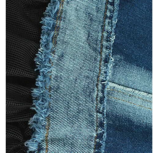 Load image into Gallery viewer, Women Black Denim Burr Mesh Spliced Big Size Vest Dress New Lapel Sleeveless Fashion Tide Spring Autumn 2025   1DJ1352
