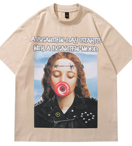 Hip Hop Tshirt Streetwear Girl Graphic Printed Short Sleeve T-Shirts Hip Hop Punk Gothic Oversize Tops Harajuku Casual Baggy Tee