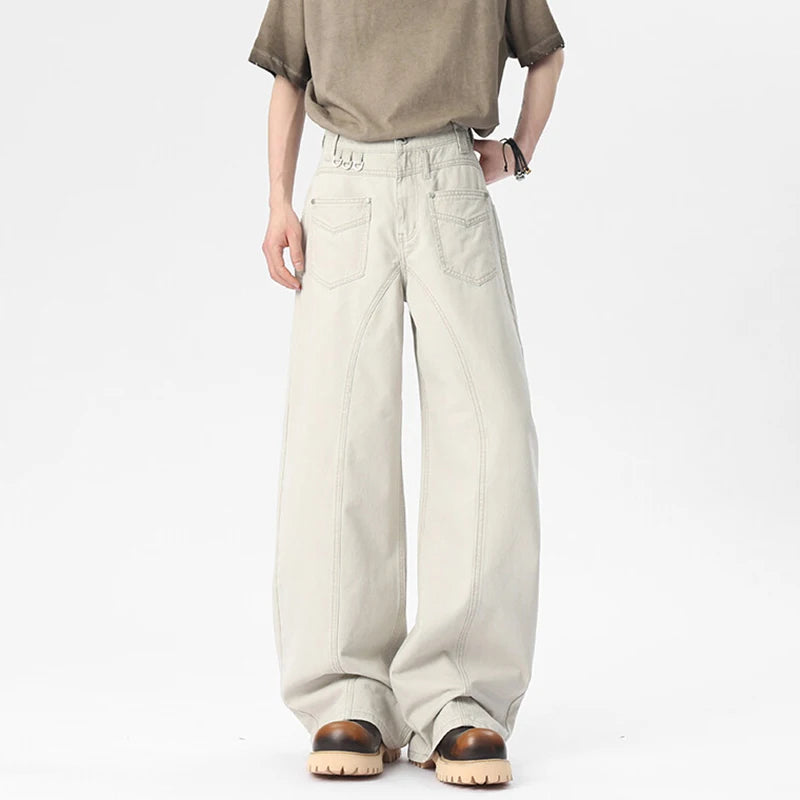 Men's Casual Pants New American Style High Street Trendy Patchwork Multi Pockets Design Male Straight Leg Bottoms 9W1803