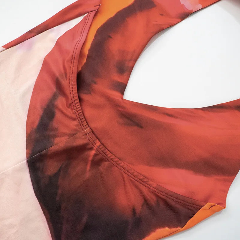 Halter Deep V Neck Print Sexy Maxi Dress For Women Fashion Lace-up Sleeveless Backless Bodycon Printed Long Dress