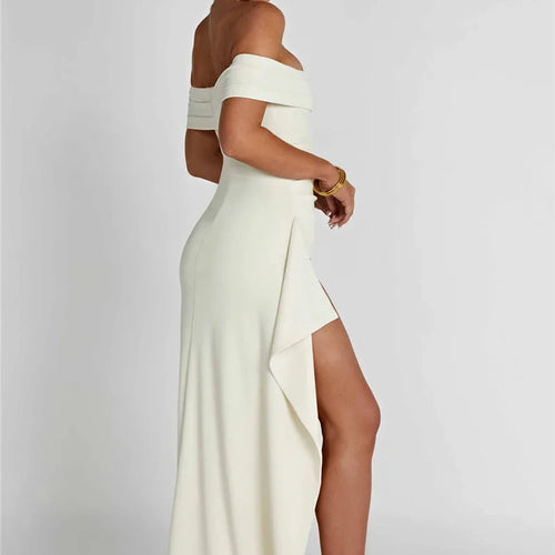 Load image into Gallery viewer, Elegant Off-shoulder High Split Maxi Dress Women Fashion Strapless Sleeveless Backless Bodycon Club Party Sexy Dress
