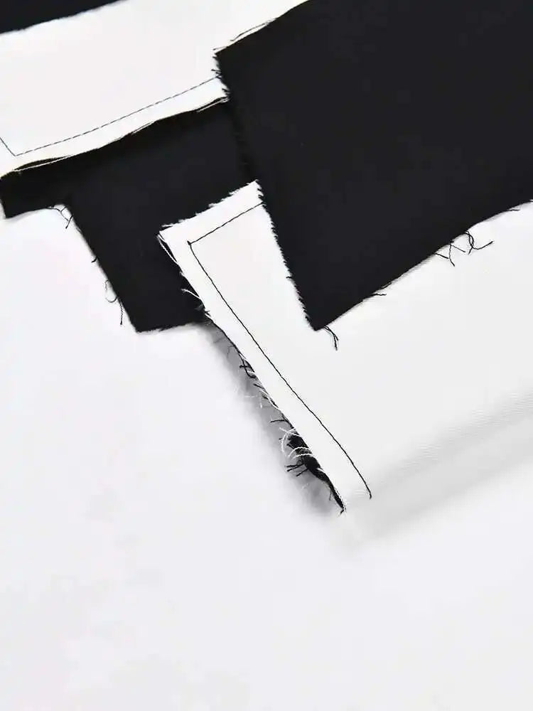 Women Black Irregular Color-block Big Size Blazer New Lapel Long Sleeve Jacket Fashion Tide Spring Autumn 2025 1DF308001