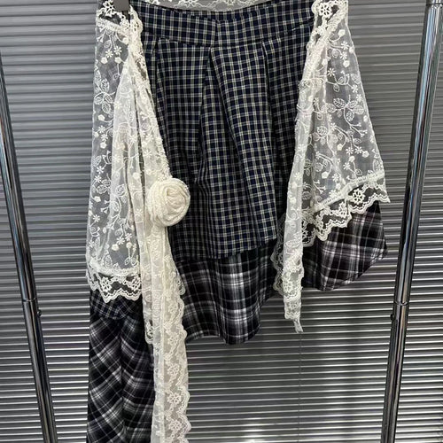 Load image into Gallery viewer, Hit Color Spliced Pliad Irregular Skirts for Women High Wasit Patchwork 3D Flower Fashion Skirt Female Clothing New
