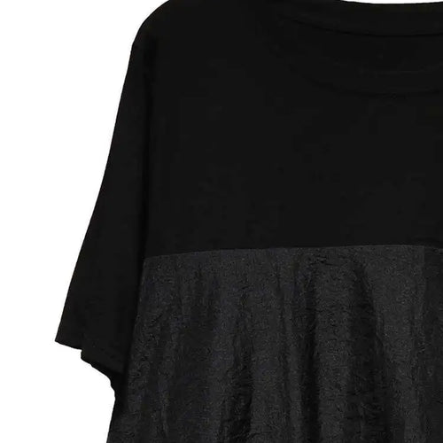 Load image into Gallery viewer, Women Black Drawstring Pocket Big Size Midi Dress New Round Neck Shhort Sleeve Fashion Tide Spring Summer 2025 1DJ0773
