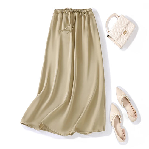 Load image into Gallery viewer, French Retro Solid Elegant Women Bandage Long Skirts Korean Fashion Pleated A-line Skirt Spring Autumn Office Wrapped Hip Skirt
