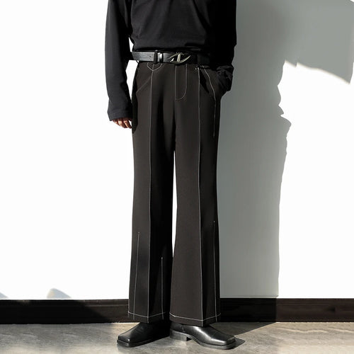 Load image into Gallery viewer, Business Casual Men&#39;s Suit Jackets Belt Solid Color Bright Line Desigh Droop Straight Wide Leg Male Bottom Simple 9C9237

