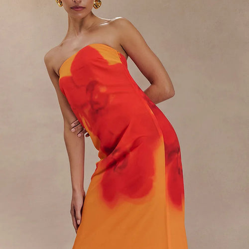 Load image into Gallery viewer, Floral Print Strapless Sexy Maxi Dress For Women Gown Off-shoulder Backless Sleeveless Elegant Long Dress Fashion
