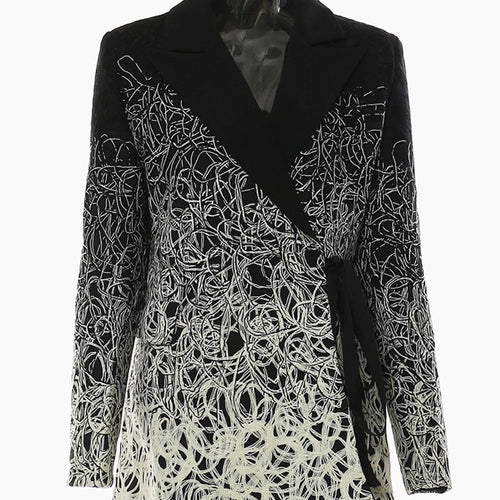 Load image into Gallery viewer, Women Black Embroidery Big Size Blazer New Lapel Long Sleeve Loose Fit Jacket Fashion Tide Spring Autumn 2025 17A4201H
