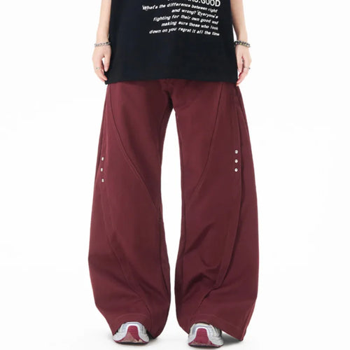 Load image into Gallery viewer, Male Suit Pants American Rivet Curved Knife Trousers Trendy Soid Color Bottoms Loose Design Casual Wide Leg Pant 9W1200
