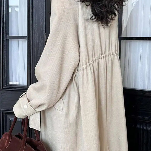 Load image into Gallery viewer, Women Khaki Irregular Big Size Long Trench New V-neck Long Sleeve Windbreaker Fashion Tide Spring Autumn 2025 1DH4760
