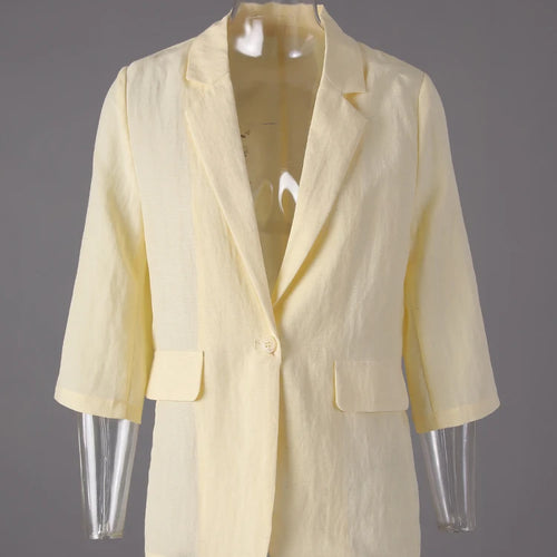 Load image into Gallery viewer, Women Black Thin Elegant Single Button Blazer New Lapel Half Sleeve Jacket Fashion Tide Spring Summer 2025 CPG3268
