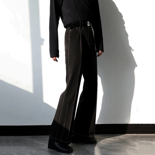 Load image into Gallery viewer, Business Casual Men&#39;s Suit Jackets Belt Solid Color Bright Line Desigh Droop Straight Wide Leg Male Bottom Simple 9C9237
