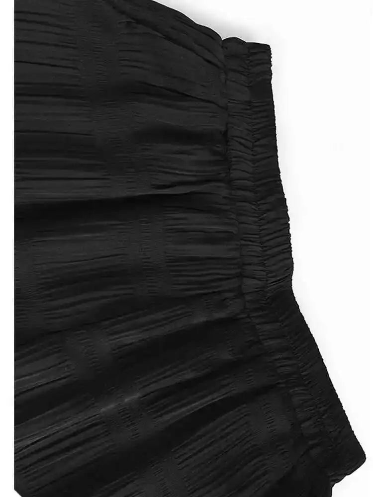 High Elastic Waist Black Pleated Long Wide Leg Casual Pants New Trousers Women Fashion Tide Spring Autumn 2025 1DH7021