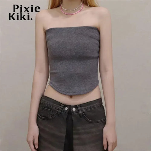 Load image into Gallery viewer, Y2k 2000s Tops Basic Summer Clothes for Womans Cute Sexy Strapless Backless Crop Top Streetwear Tanks P94-AE10
