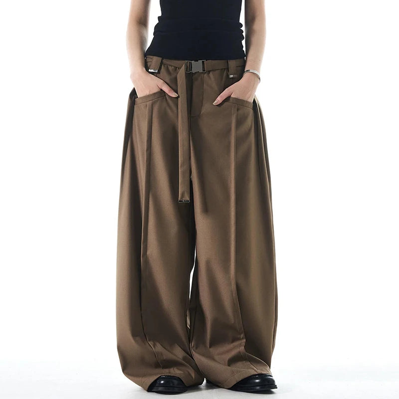 American Style New Men's Suit Pants Clean Fit Curved Knife Stylish Casual Contrast Color Waistband Male Trousers 9W1468