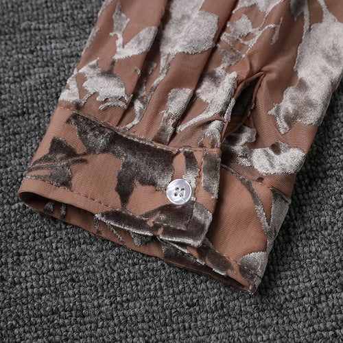 Load image into Gallery viewer, Women Pattern Printed Flocking Big Size Elegant Blouse New Lapel Long Sleeve Shirt Fashion Tide Spring Autumn 2025 CPG2802
